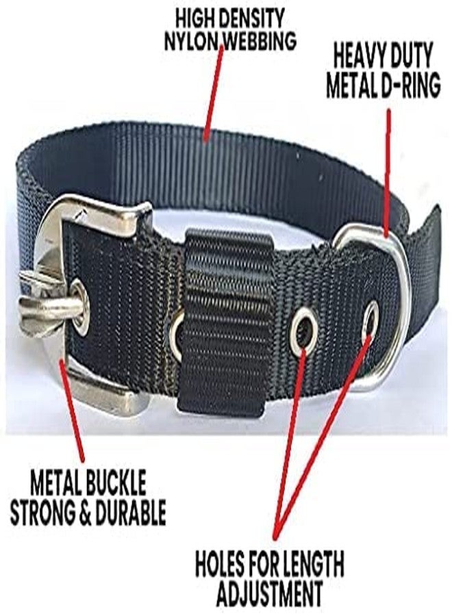Pups&Pets Dog Belt Combo of 1 inch Nylon Collar with Heavy Dog Chain 63 Inch Lengthy Dog Collar Chain (Black) - Image 2